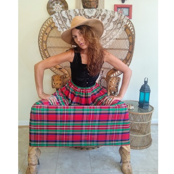 Vintage Dresses & Skirts - 70s velvet and tartan/plaid gown